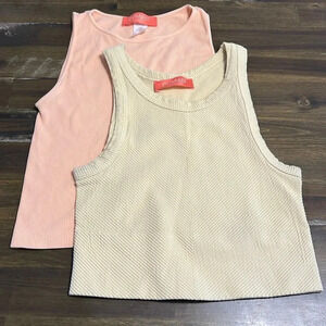 Current San Francisco Seamless Tanks Crop Cropped Bundle Ribbed Textured S/M